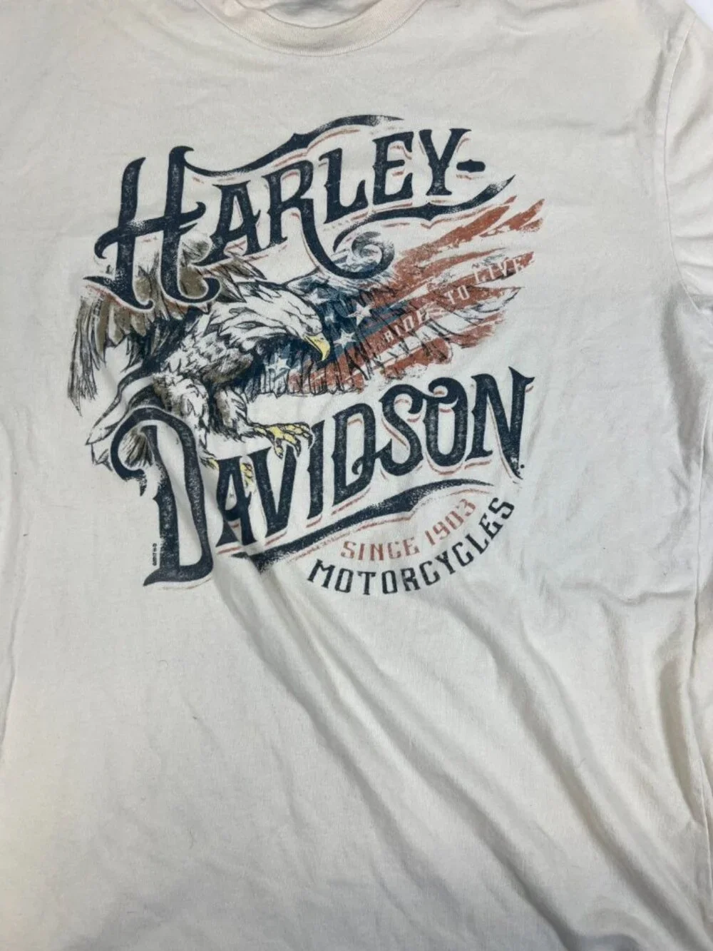 Vintage Harley-Davidson T-Shirt Men Medium Barnett Eagle Graphic White - Picture 4 of 7